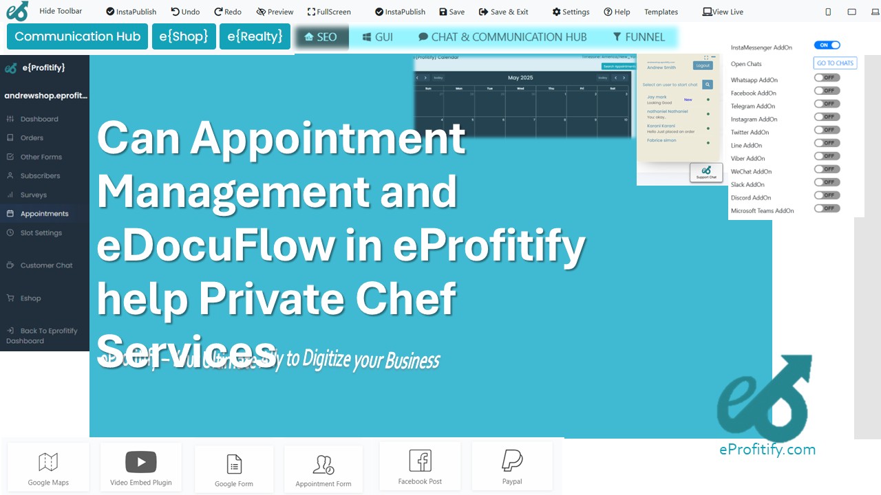 Can Appointment Management and eDocuFlow in eProfitify help Private Chef Services